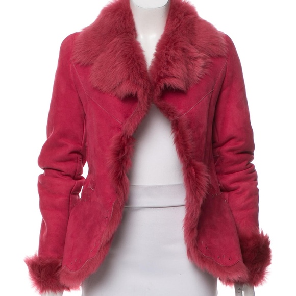 NWT UNGARO FUCHSIA Shearling  Coat, 42 - Picture 1 of 8